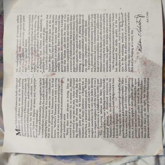 "Mother's Treasures" Collector Plate. Numbered plate by Mary Vickers. - Picture 5 of 9